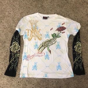 Men’s L vintage Miami Ink tatoo bedazzled shirt